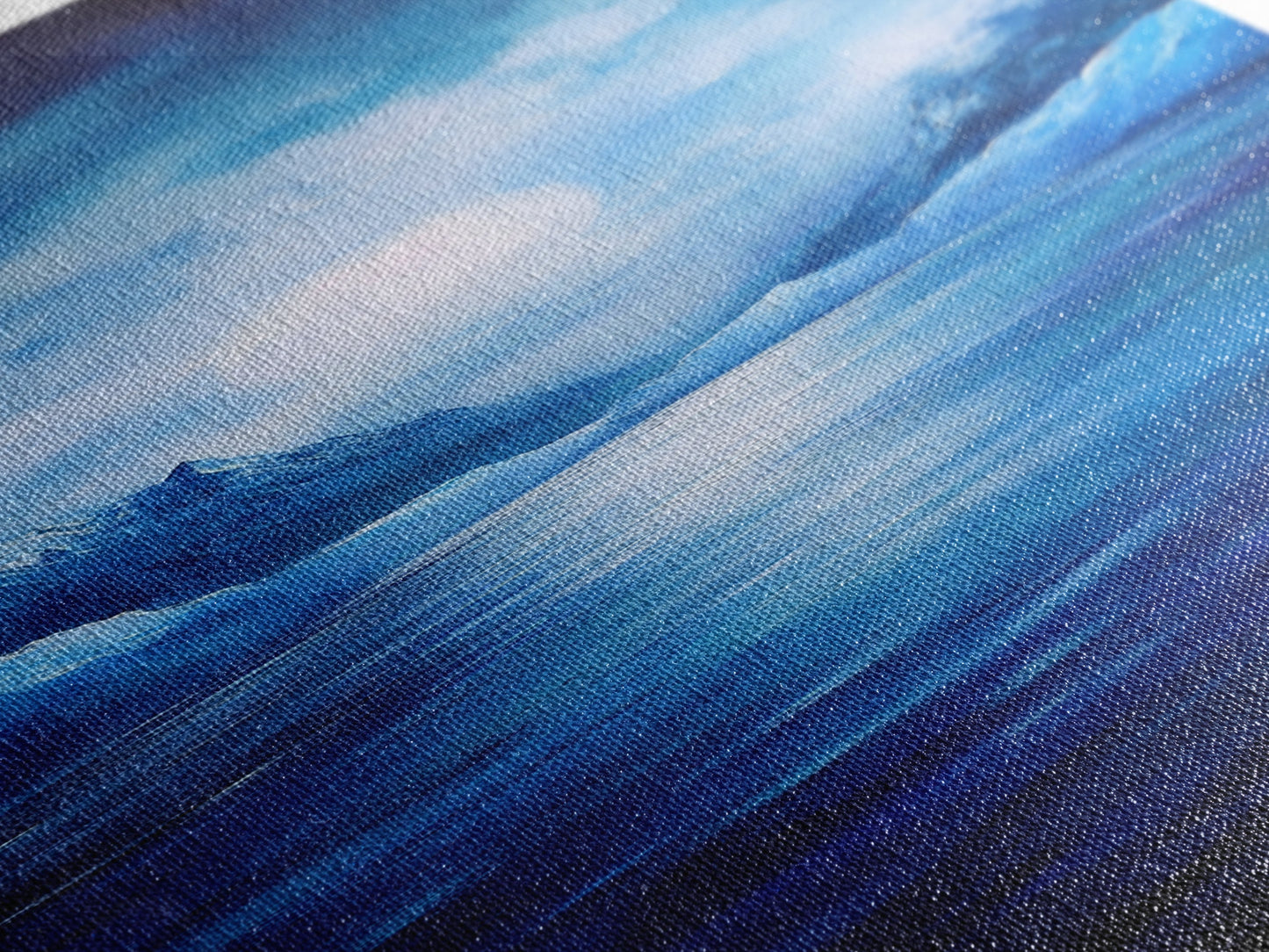 Moonlit Lake, Mountain Painting, Moody Art, Coastal Landscape, Nautical Wall Art, Christmas, Framed Canvas Print