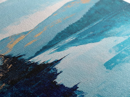 Southwest Wall Art, Framed Canvas Print, geometric wall art, vibrant mountain painting, rustic decor, landscape painting