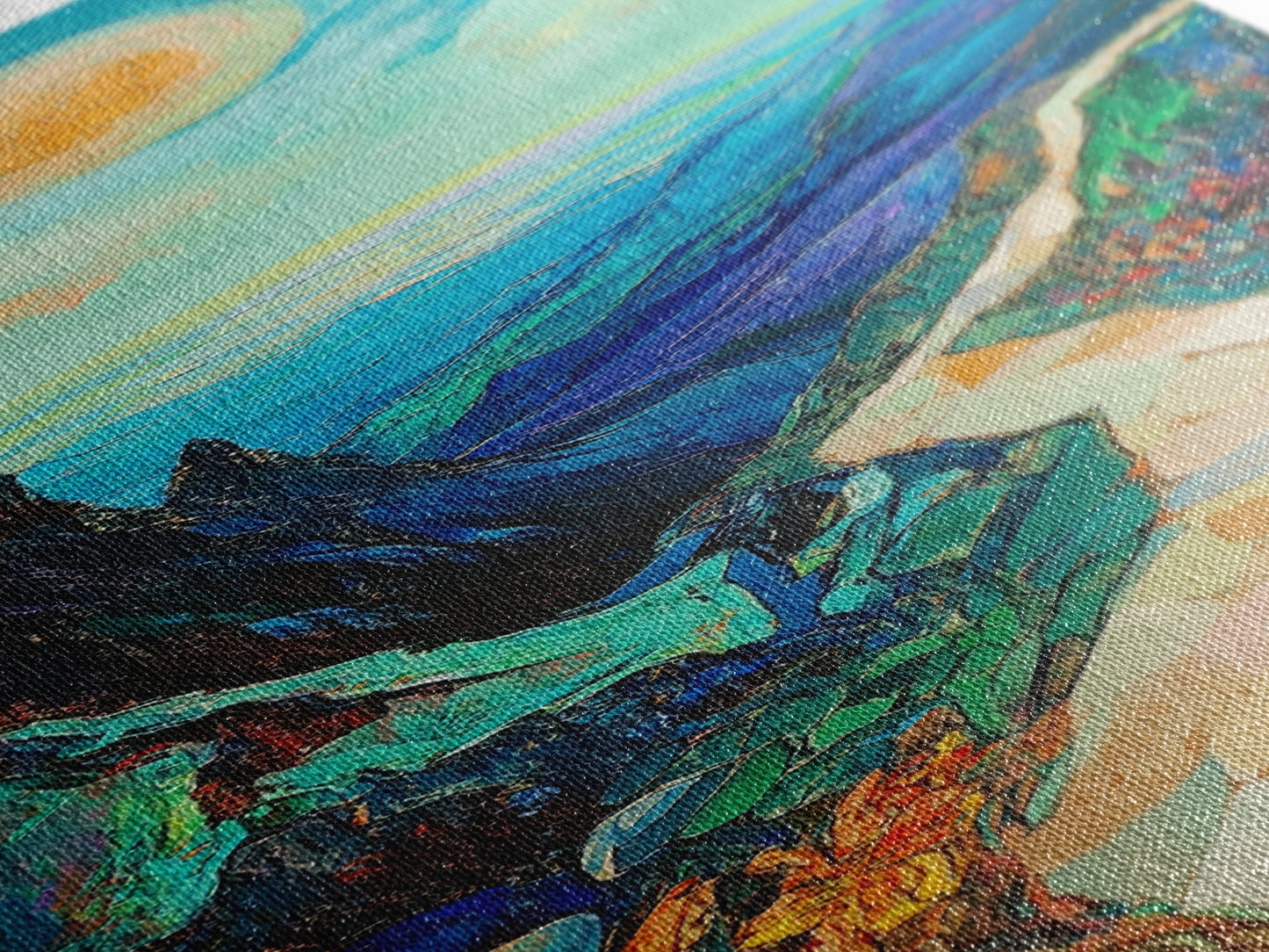 Mountain Painting, Canvas Print, sunset wall art, pink orange wall art, extra wide art, panoramic painting, landscape painting