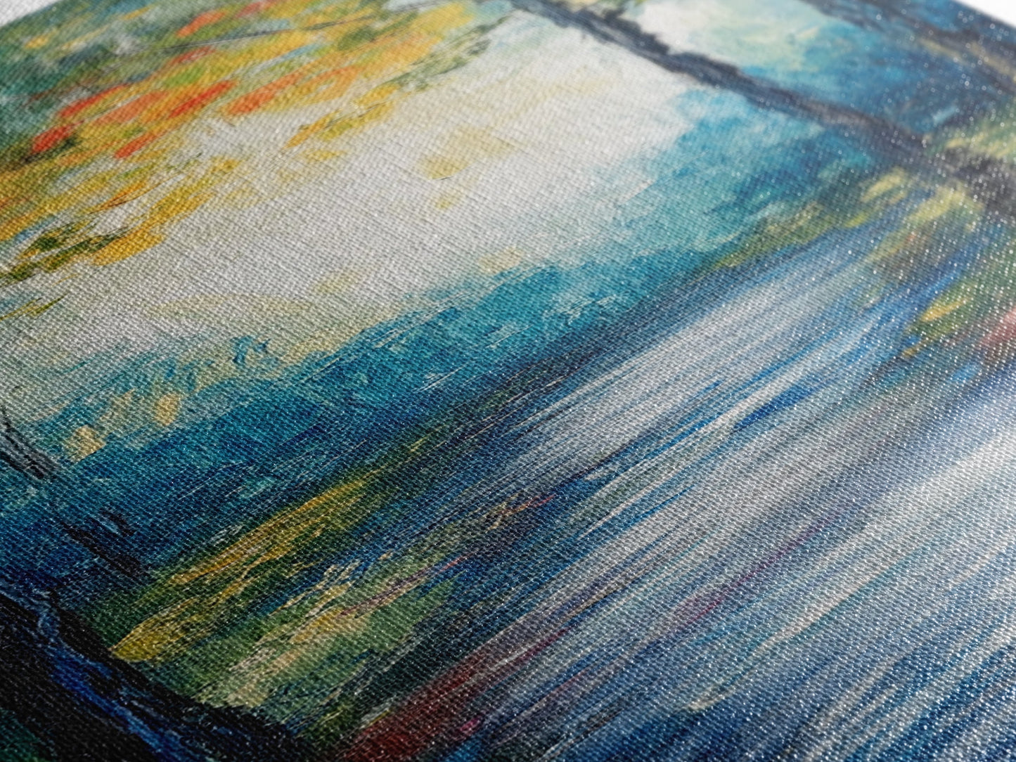 Autumn Forest Path, forest at dusk painting, birch tree painting, moody art, landscape painting, vertical wall art, Canvas Print