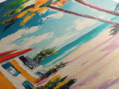 Beach Path, palm tree painting, coastal painting, nautical decor, tropical beach house art, above bed wall art, Canvas Print