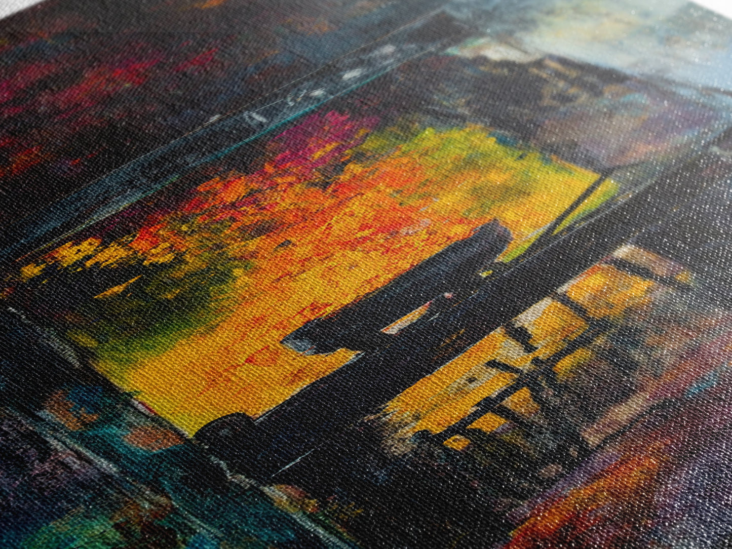 Witch cauldron, dark romance painting, moody art, gothic decor, black magic wall art, Halloween art, framed canvas print