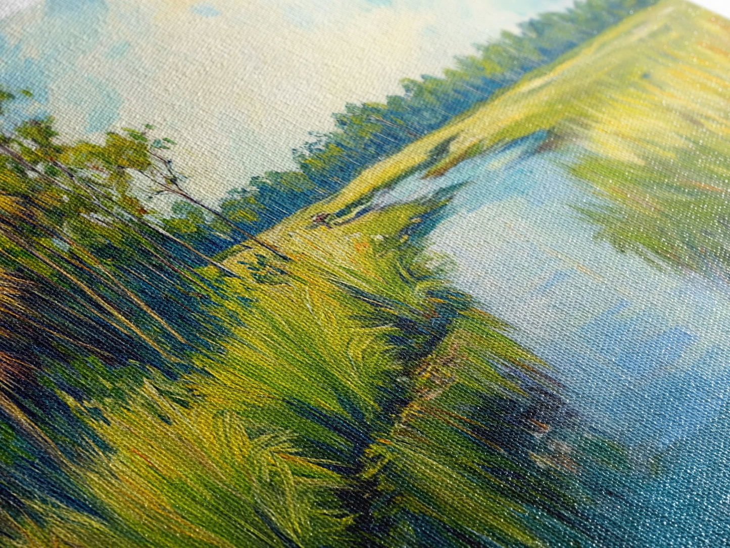 Marschlandschaft-Motiv, Palmenbild, tropische Landschaft, Küstendekor, grüne Wandkunst, rustikale Wandkunst, gerahmter Leinwanddruck