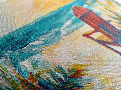 Beach Chair, Coastal Painting, Nautical Wall Art, Ocean Painting, Seascape Painting, Framed Canvas Print, Extra Wide Art, Coastal Decor