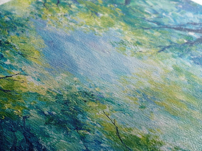 Canopy View, tree painting, green wall art, botanical prints, sage green wall art, whimsical art, Framed Canvas Print, gift idea