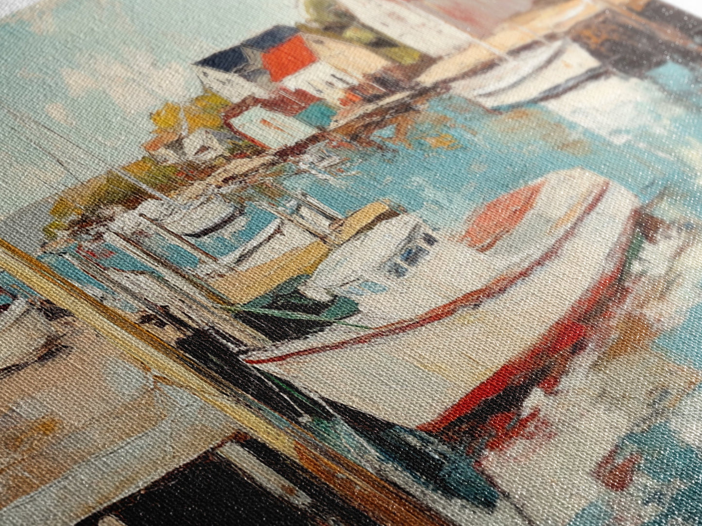 Hafenboote, Gemälde von Nantucket, Küstenmalerei, maritime Wandkunst, Fischergemälde, gerahmter Leinwanddruck, extra breites Kunstwerk