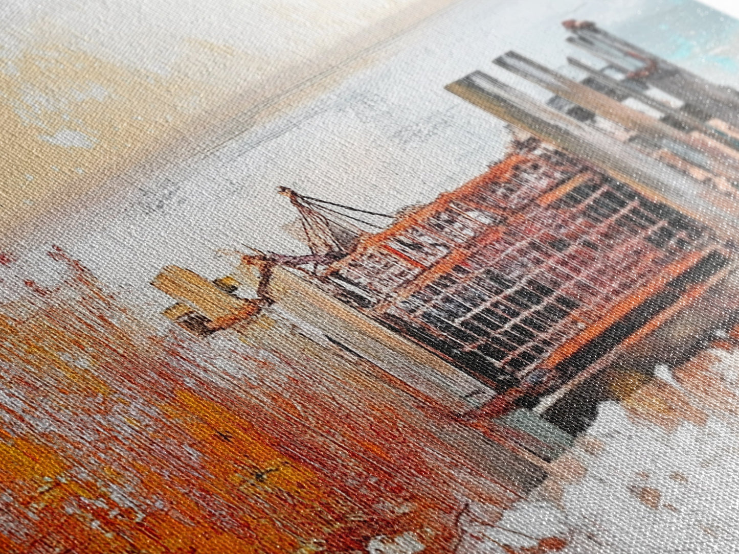 Rustic Dock, coastal decor, rustic art, farmhouse art, seascape painting, nautical painting, framed canvas print, extra wide art