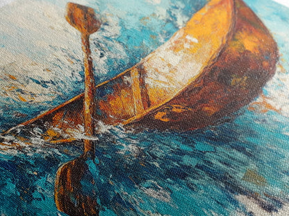 Nautical painting, boat painting, framed canvas print, extra wide art, seascape painting, rustic wall art, coastal wall art, ocean waves