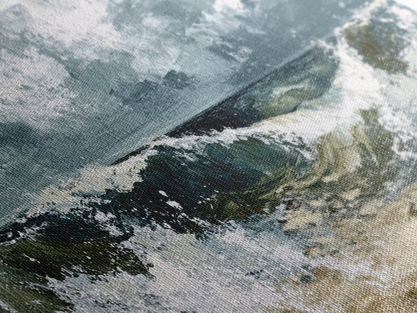 Stormy Ocean, Seascape Painting, Nautical Painting, Coastal Landscape Art, Horizontal Wall Art, Canvas Print, Rustic Decor