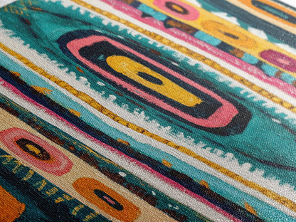 Geometric Abstract, bold colors, sacred geometry art, tribal design, vibrant patterns, extra wide art, Framed Canvas Print, boho art