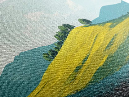 Hügellandschaft, Berglandschaft, grüne Wandkunst, Landschaftskunst, Kunst für über dem Sofa, Bauernhauskunst, Leinwanddruck