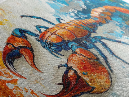 Crayfish Painting, Coastal Decor, Nautical Wall Art, Rustic Art, Framed Canvas Print, Marine Life Artwork, Ocean Inspired Art