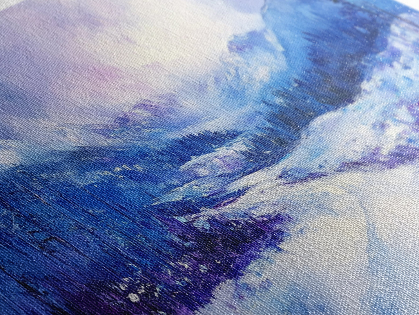 Snowy Mountain Art, Winter Landscape, Framed Canvas Print, Above Couch Art, Panoramic Painting, Mountain Painting