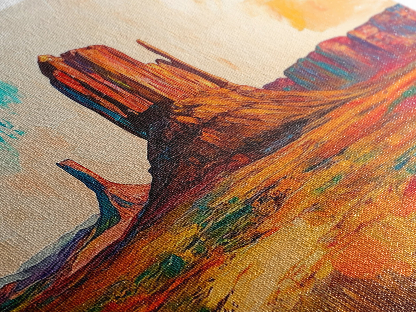 Südwestliche Landschaft, Joshua-Baum-Kunst, Wüstenmalerei, Wandkunst aus dem Südwesten, gerahmter Leinwanddruck, Berglandschaft, rustikale Wandkunst