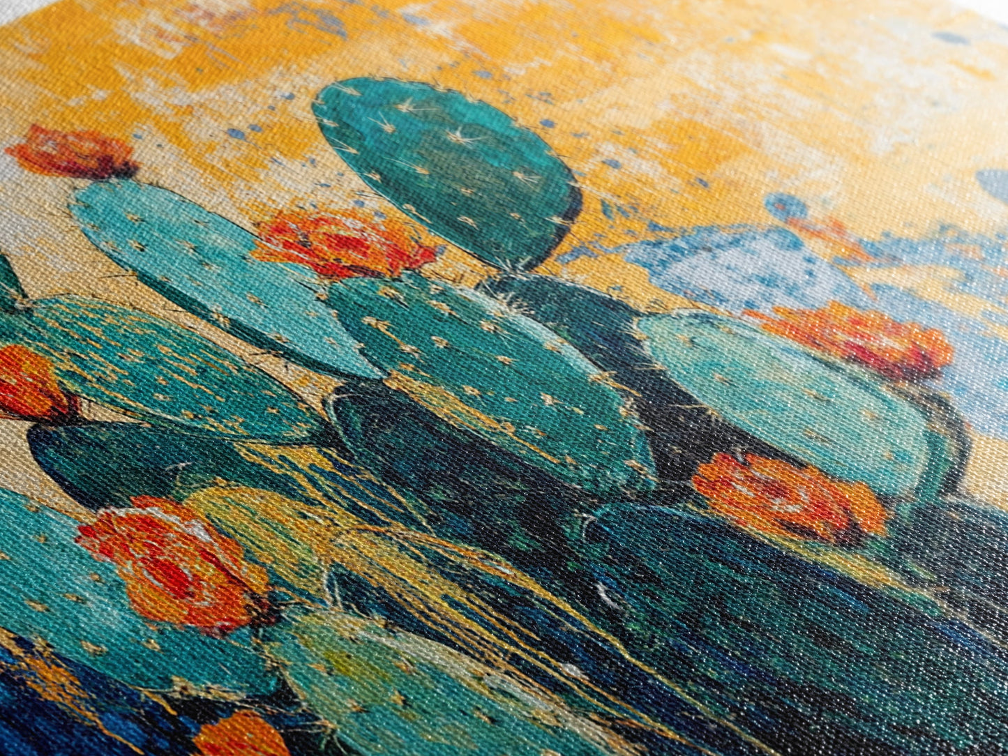 Kaktusgemälde, Agavengemälde, Wandkunst im Südwest-Stil, rustikale Dekoration, gerahmter Leinwanddruck, Wüstengemälde, extra breites Kunstwerk, Boho-Kunst