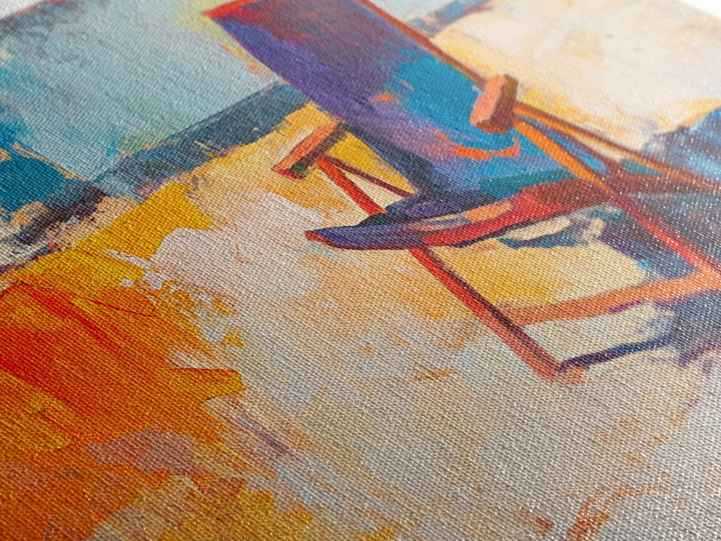 Beach Chair Art, coastal decor, surf wall art, framed canvas print, blue and green wall art, whimsical art, tropical painting