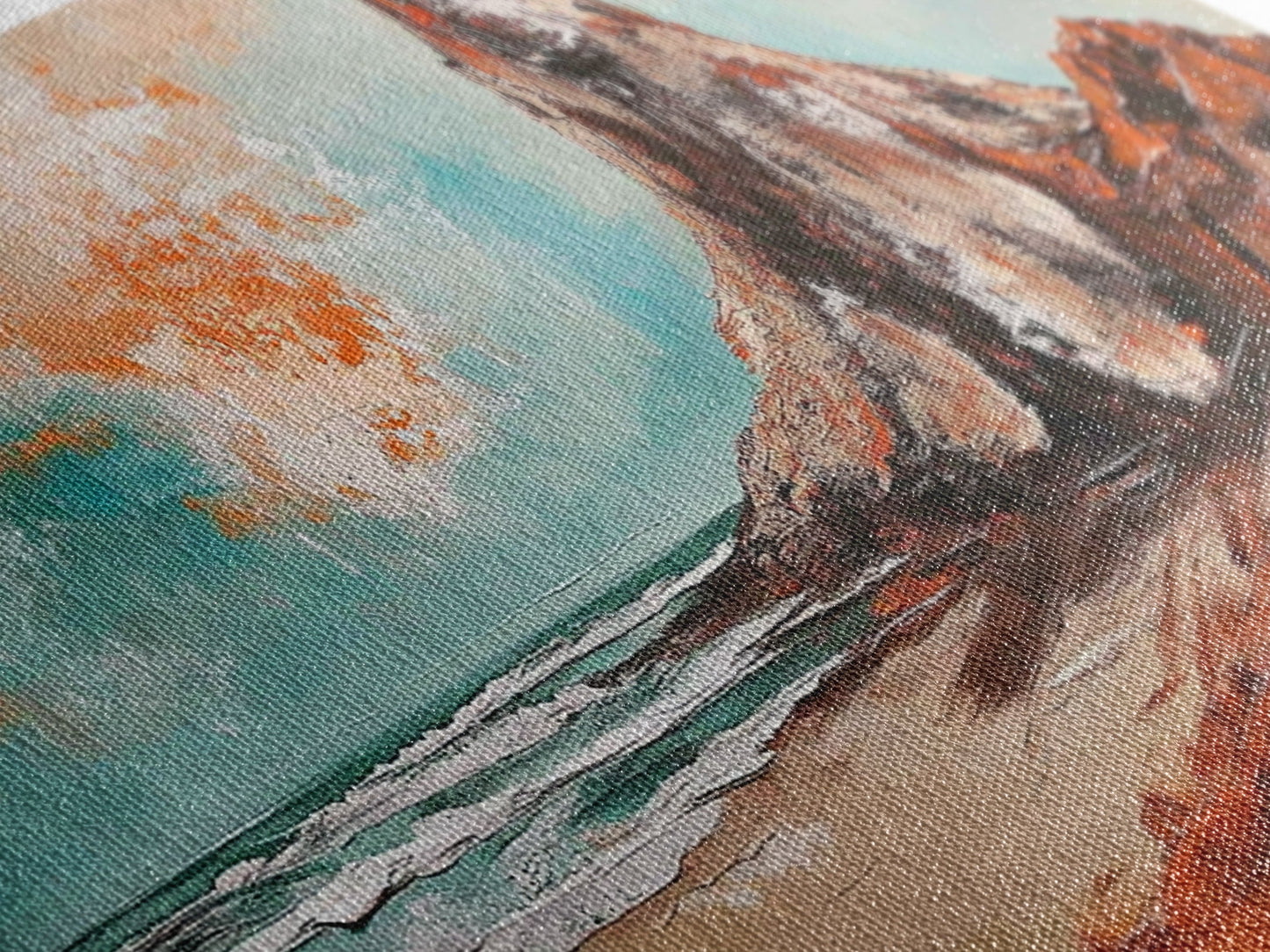 Desert Mountain, Canvas Print, rustic art, landscape painting, extra wide painting, panoramic wall art, above sofa art