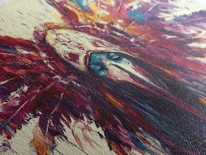 Tribal Warrior, Framed Canvas Print, dark angels wall art, moody art, abstract portrait, afrocentric wall art, gothic painting