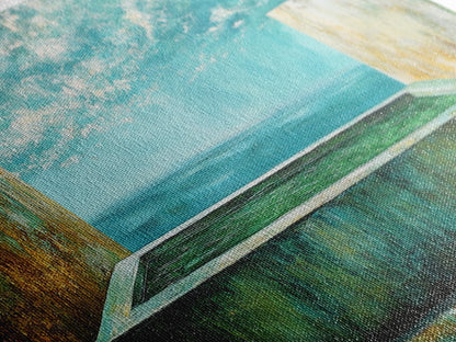 Infinity-Pool, Leinwanddruck, moderne Landschaftskunst, minimalistisches Dekor, extra breites Gemälde, blau-grüne Wandkunst, zeitgenössische Kunst