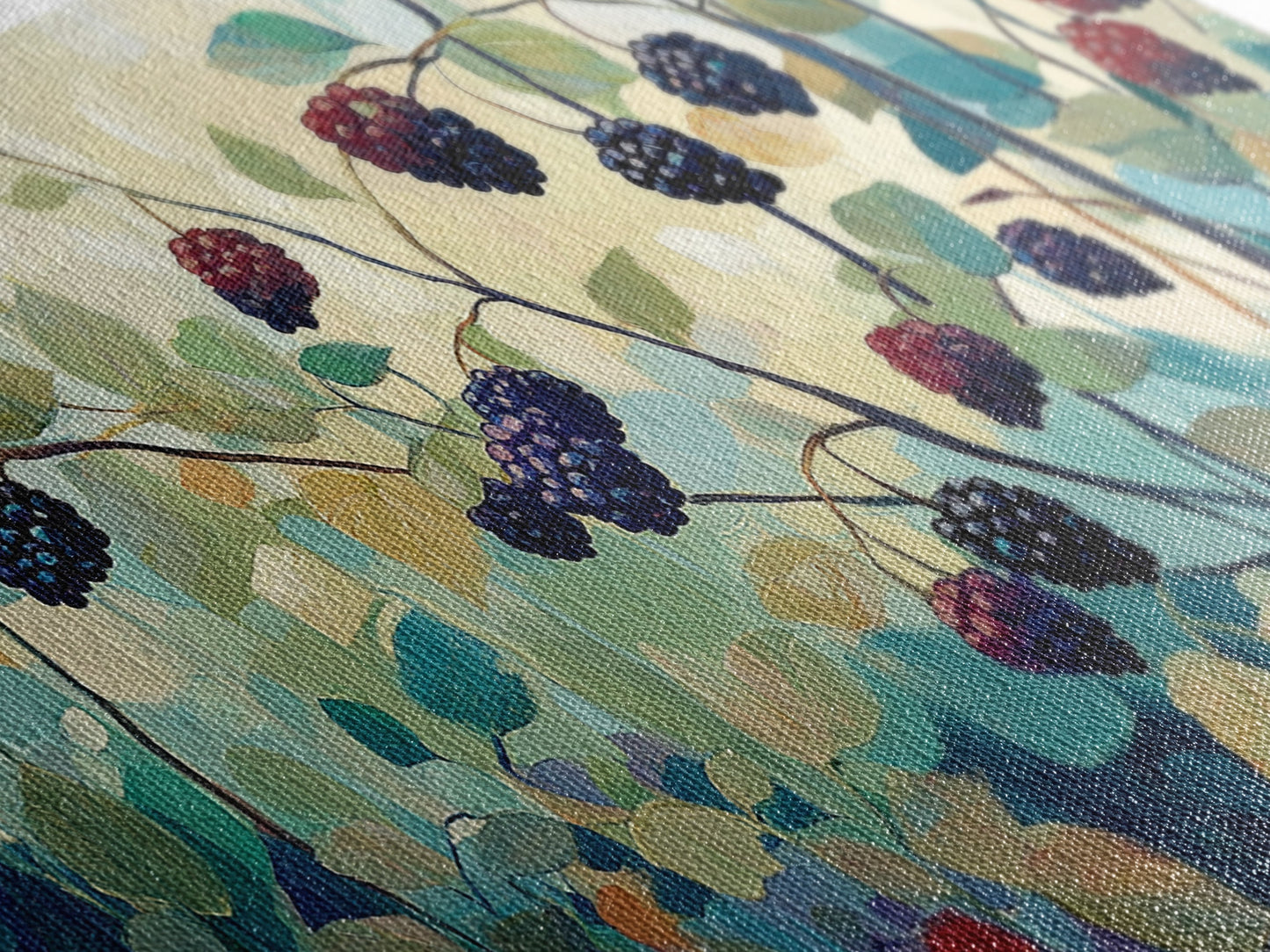 Brombeeren, Sommerbeeren, Leinwanddruck, botanische Drucke, Wandbild „Früchte des Geistes“, Wildblumenbild, Küchenbild