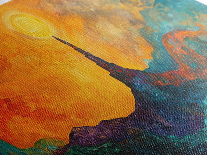 Ozymandias Art, Fantasy Landscape Art, Surreal Painting, Dark Romance Painting, Sunset Wall Art, Horizontal Art, Framed Canvas Print