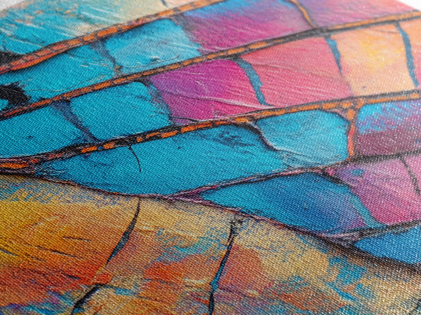 Abstract texture, pink abstract art, teal wall art, mosaic wall art, framed canvas print, geometric wall art, colorful home decor