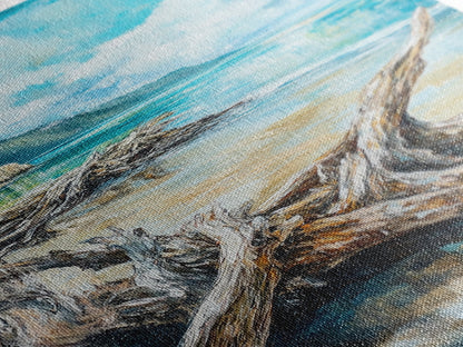 Beach, coastal painting, ocean painting, landscape painting, framed canvas print, lake Tahoe art, nautical wall art, beach house decor