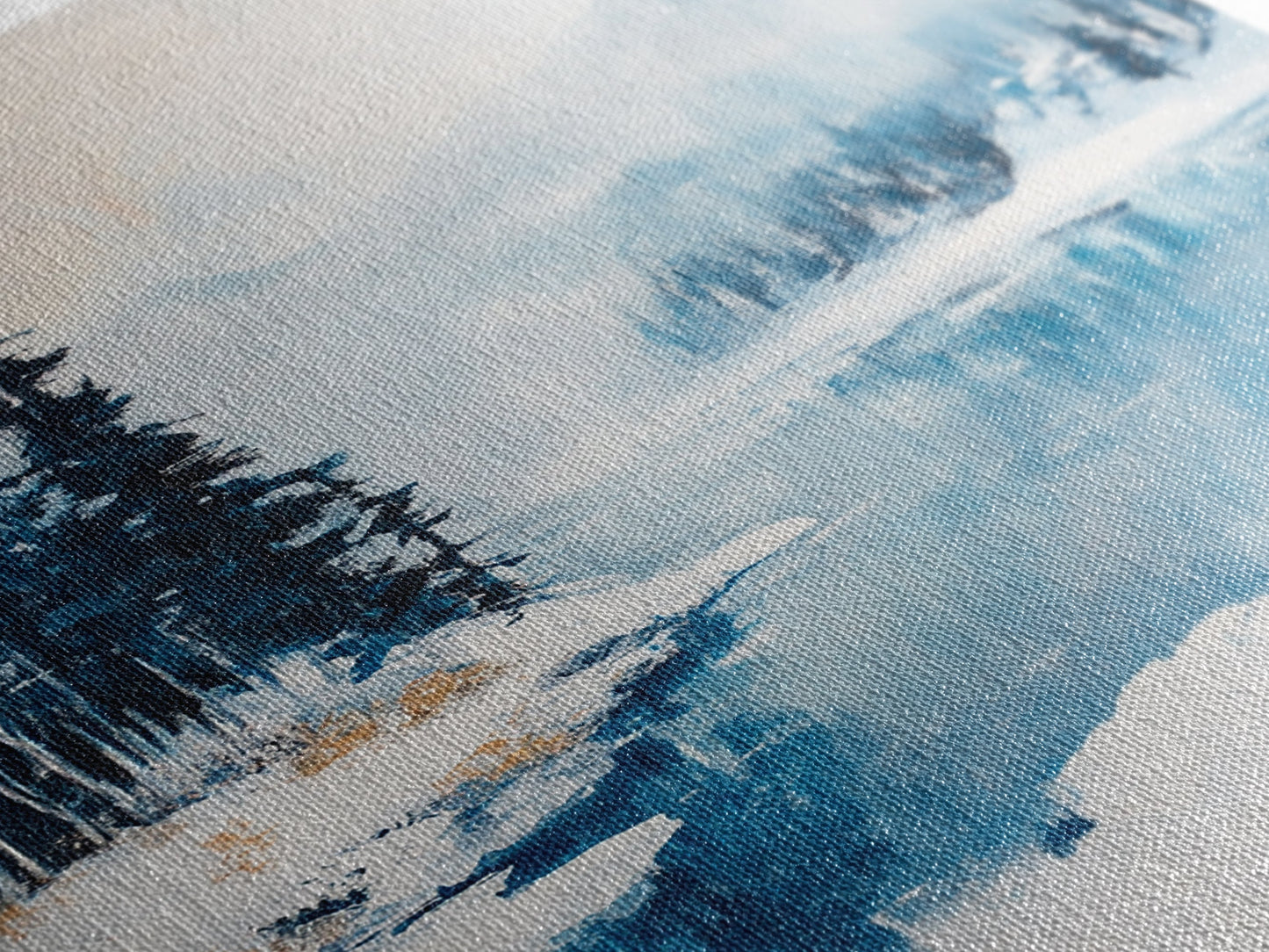 Snowy Mountain Scene, pine tree art, smoky mountain art, landscape painting, framed canvas print, rustic wall art, above sofa art