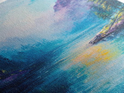 Mountain Lake View, Landscape Painting, Lake Tahoe Art, Smoky Mountain Art, Nature Wall Art, Bedroom Art, Framed Canvas Print