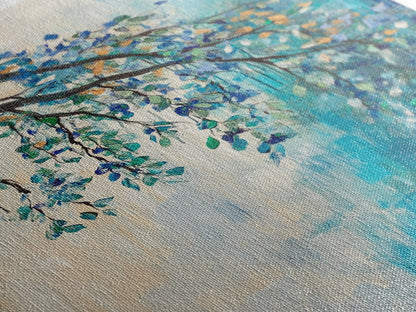 Hanging Branch, botanical prints, birch tree painting, nature wall art, Canvas Print, blue and green wall art, zen wall art, rustic decor