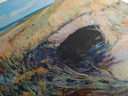 Coastal Landscape, Ireland painting, countryside decor, farmhouse art, blue and green wall art, framed canvas print, landscape painting