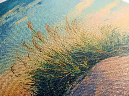 Beach Dune Painting, Coastal Landscape Art, Nautical Wall Art, Nature Wall Decor, Wabi Sabi Art, Framed Canvas Print, Bedroom Wall Art