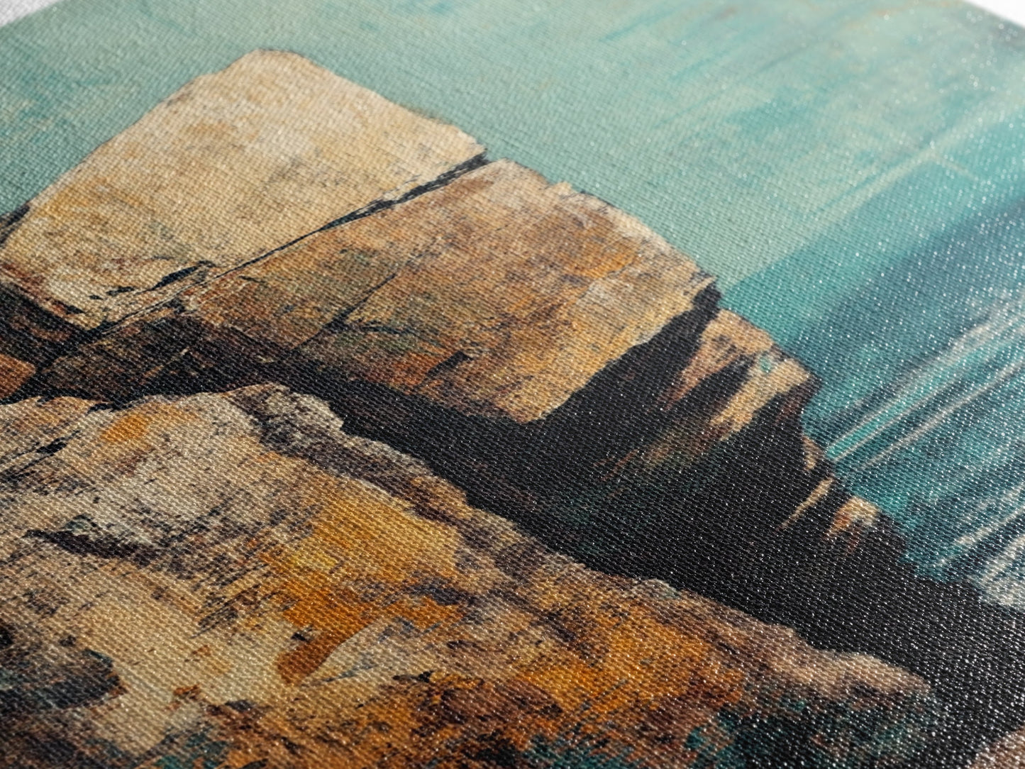 Cliffside Ocean View Canvas Print, Coastal Wall Art, Beach Landscape Painting, Seascape Art, Nautical Home Decor, Large Wall Art