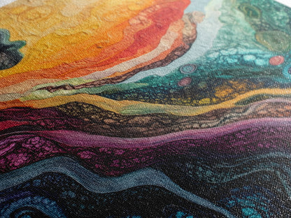 Psychedelic Abstract Texture Framed Canvas Print, Surreal Art, Vibrant Wall Art, Modern Abstract Painting, Unique Artwork, Office Decor