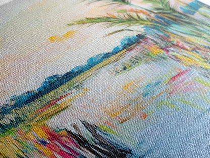 Lakeside Serenity Framed Canvas Print | Nature Landscape Painting | Peaceful Water Reflection Art | Boho Wall Decor | Pastel Colors