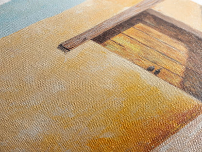 Rustic Adobe Door Framed Canvas Print Southwest Wall Art Desert Home Decor Bohemian Aesthetic Living Room Entryway Accent