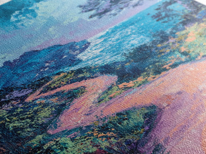 Twilight Coastal Path Canvas Print Impressionist Seascape Wall Art, Romantic Sunset Painting, Beach House Decor, Ocean Artwork