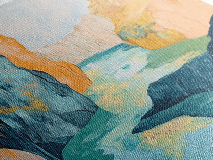 Canyon River, Southwest Wall Art, Mountain Painting, Rustic Art, Landscape Painting, Extra Wide Art, Boho Art, Framed Canvas Print