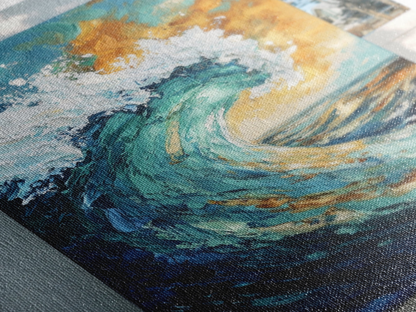 wave painting, coastal decor, framed canvas print, ocean painting, surf wall art, nautical wall art, seascape painting, gift idea