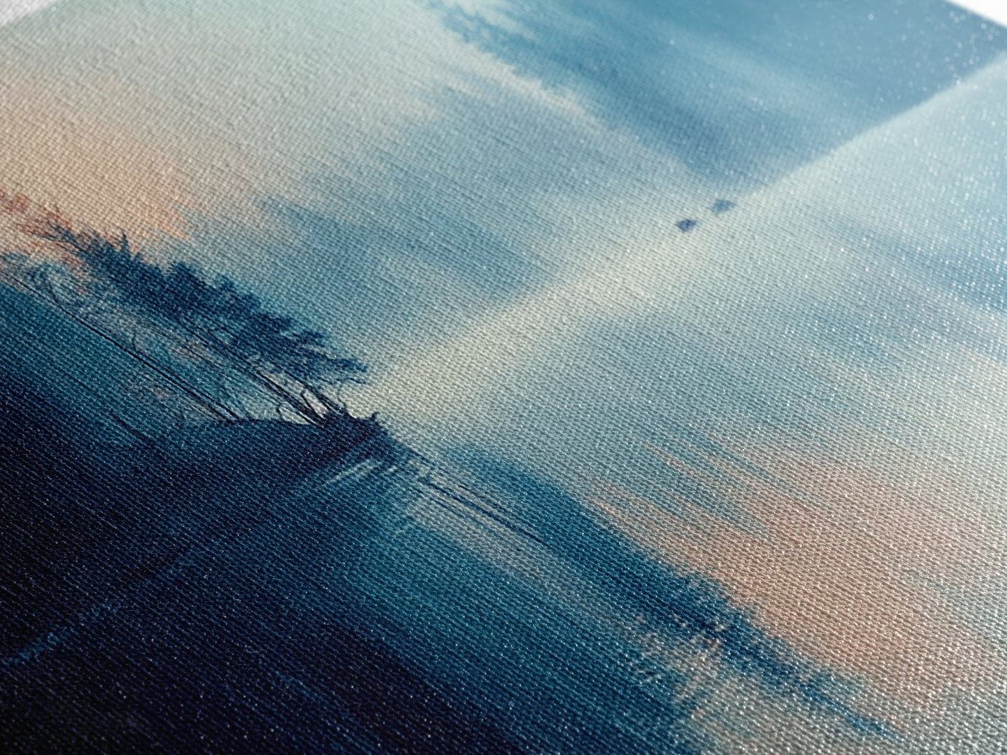 Misty Lake Reflections Canvas Print Tranquil Water Scene, Minimalist Nature Painting, Living Room Art, Serene Wall Decor, Gift Idea