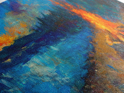 Cozy Campfire Night Painting, Rustic Cabin Decor, Warm Autumn Wall Art, Outdoor Adventure Art, Living Room Wall Art