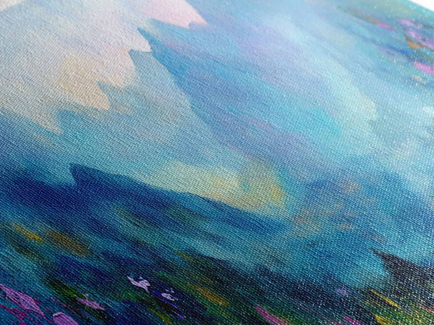 Alpine Sunrise Framed Canvas Print - Misty Mountain Wall Art, Nature Landscape Painting, Warm Toned Home Decor, Living Room Accent