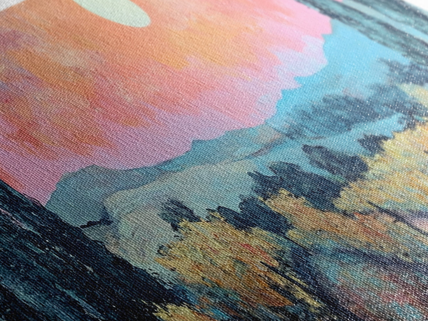 Tuscany Vineyard Painting Sunset Landscape Wall Art Rustic Countryside Decor Warm Autumn Aesthetic Dining Room