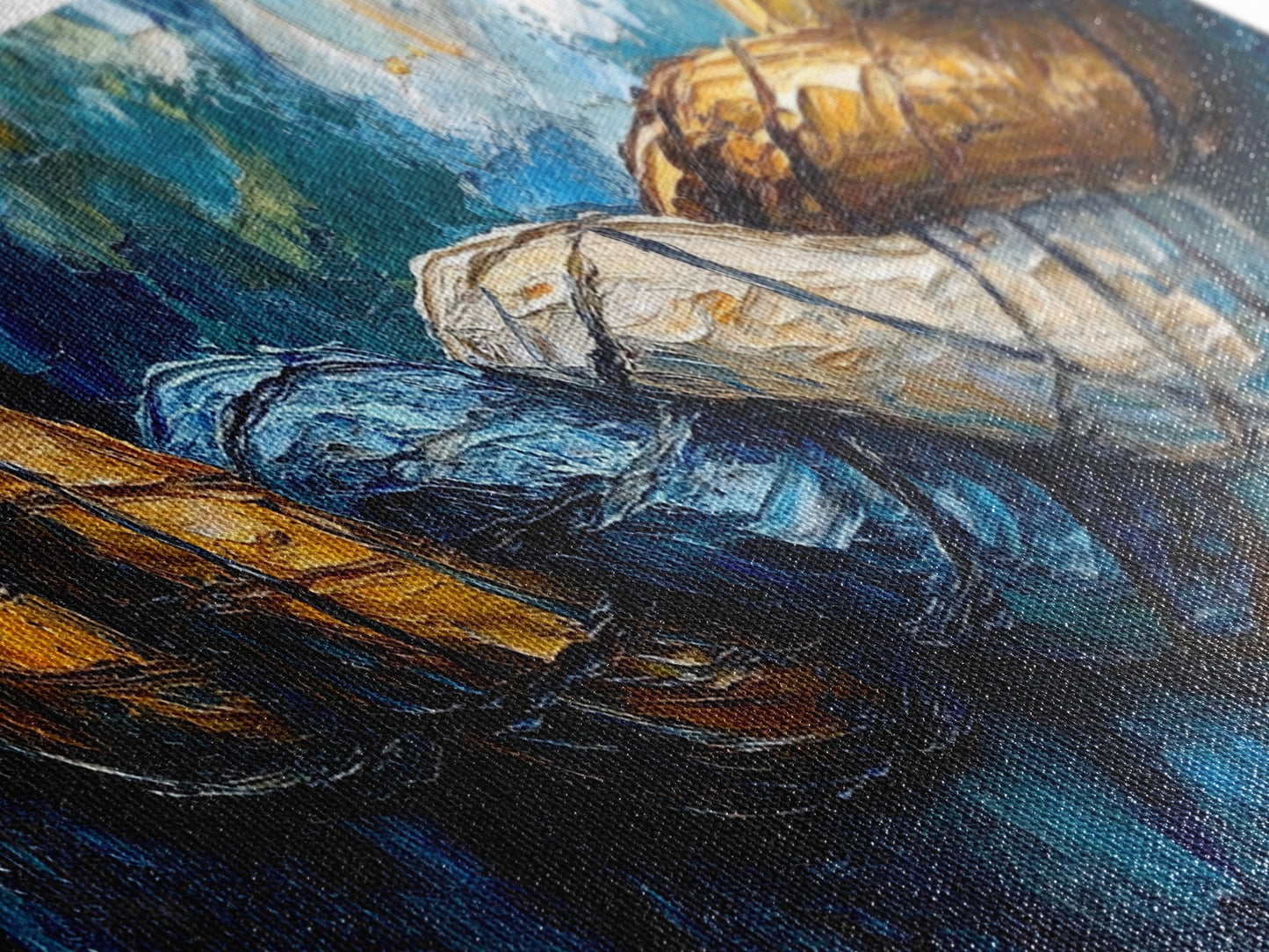 Nautical Rope Texture Canvas Print Abstract Coastal Wall Art, Ocean Inspired Painting, Rustic Nautical Decor, Beach House Wall Art