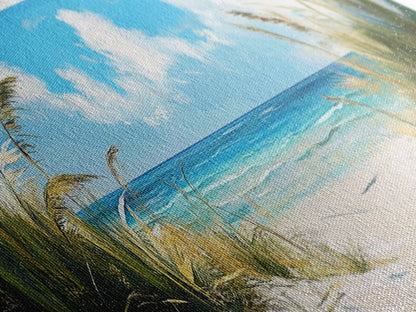 Tranquil Ocean Beach View Canvas Print, Coastal Wall Art, Blue Nautical Decor, Modern Seascape Painting, Beach House Decor