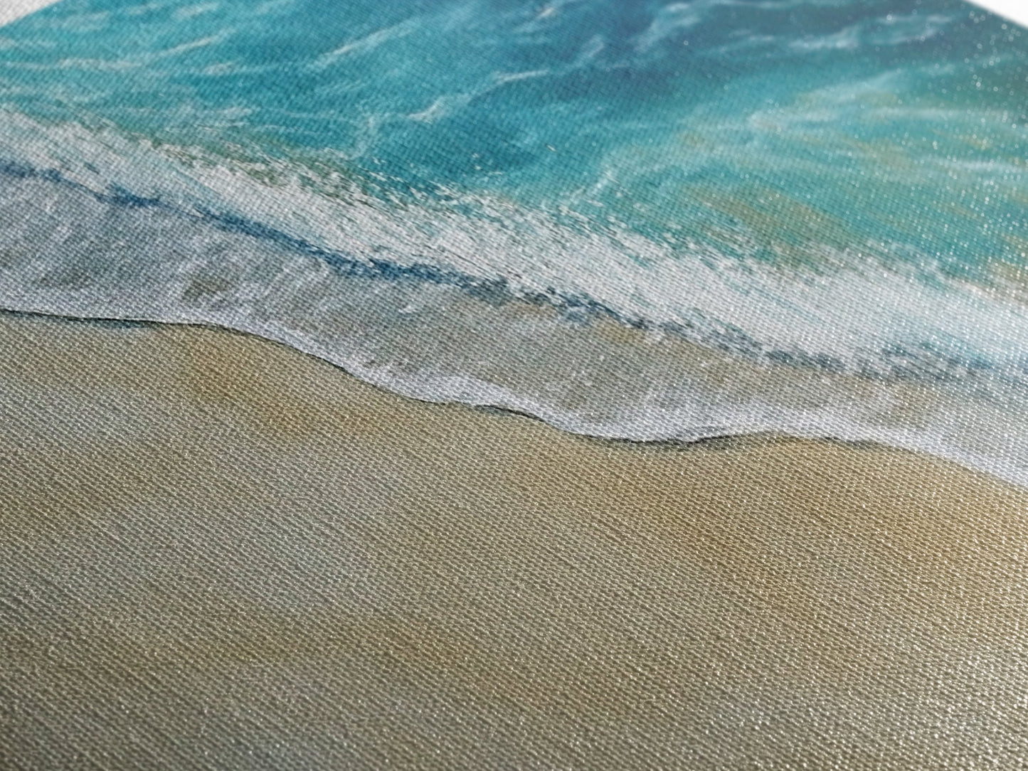 Gentle Ocean Wave Shoreline Canvas Print, Coastal Wall Art, Beach Serenity Painting, Calming Seaside Decor, Zen Living Room Artwork