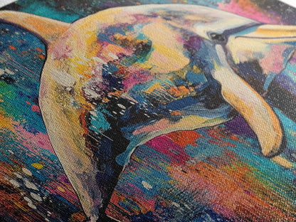 Vibrant Dolphin Art Canvas Print Ocean Wall Art Coastal Decor Colorful Animal Painting Modern Beach House Art Nautical Gift