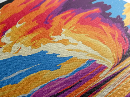 Geyser Eruption, Vibrant Nature, Framed Canvas Print, Yellowstone Art, National Park Decor, Outdoor Adventure, Living Room Wall Art