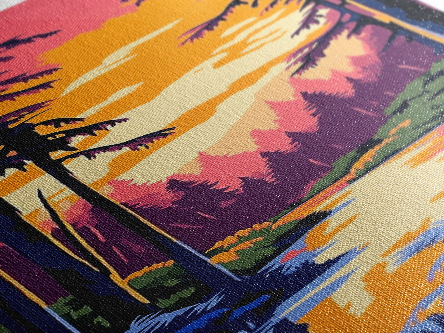 Forest Sunset, Tranquil Nature Art, Woodland Canvas Print, Boho Wall Decor, Autumn Home Art, Living Room Wall Art, Cozy Decor