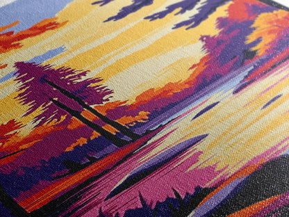 Autumn River, Forest Wall Art, Cozy Fall Decor, Nature Canvas Print, Cabin Home Art, Rustic Living Room Decor, Landscape Art